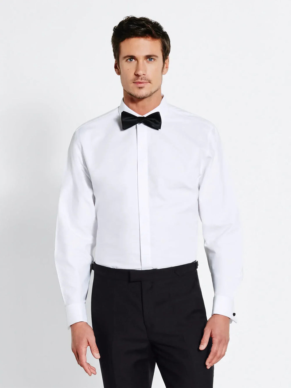cotton fly-front dress shirt The Black Tux Wing Collar Fly-Front Dress Shirt-Classic In White | Size: 15